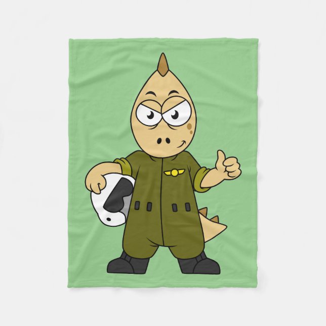 Illustration Of An Allosaurus Jet Pilot. Fleece Blanket (Front)