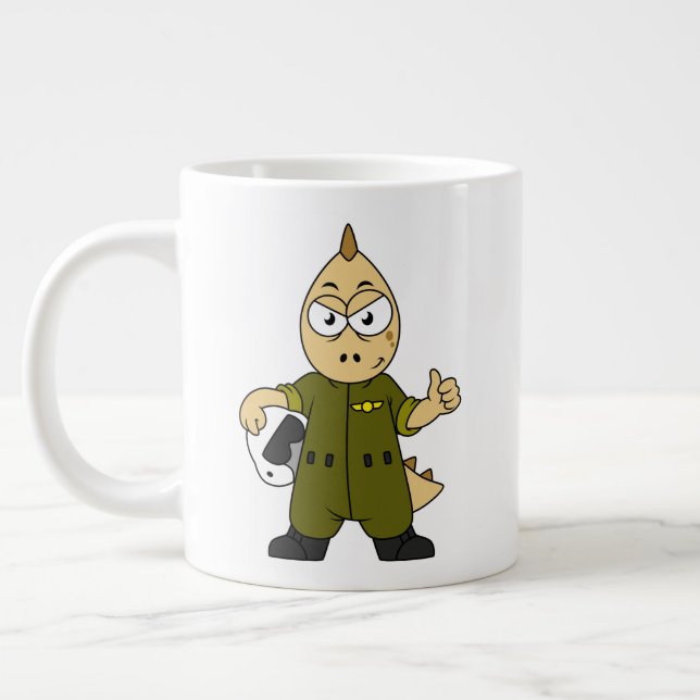 Illustration Of An Allosaurus Jet Pilot. Large Coffee Mug (Left)