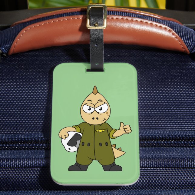 Illustration Of An Allosaurus Jet Pilot. Luggage Tag (Front Insitu 2)