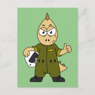 Illustration Of An Allosaurus Jet Pilot. Postcard
