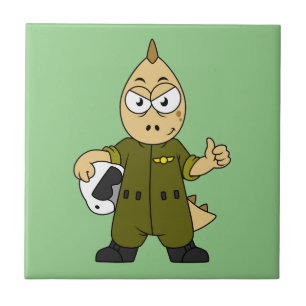 Illustration Of An Allosaurus Jet Pilot. Tile