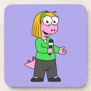 Illustration Of An Allosaurus News Reporter. Coaster