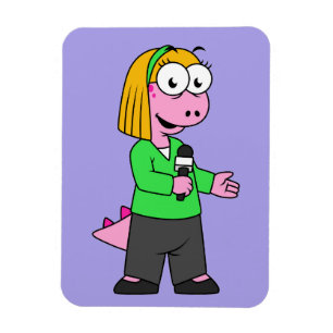 Illustration Of An Allosaurus News Reporter. Magnet