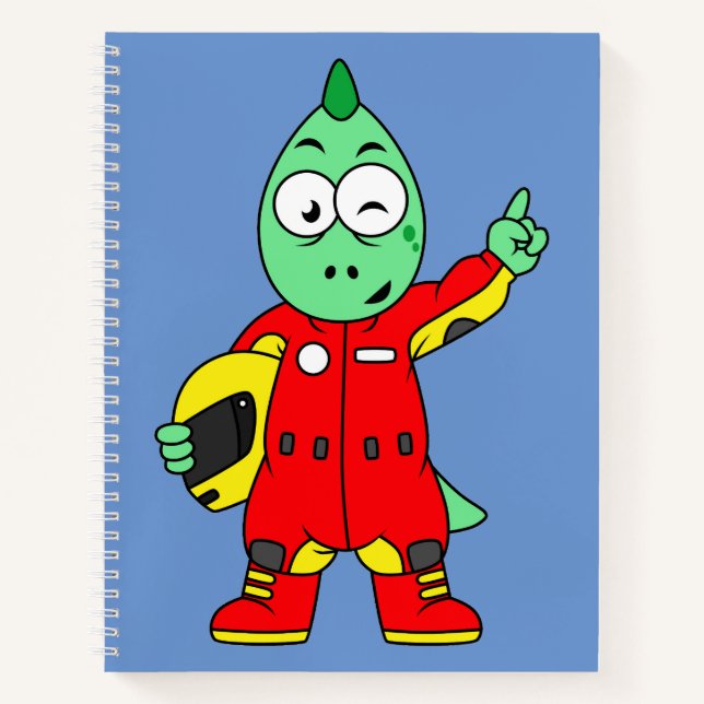 Illustration Of An Allosaurus Race Car Driver. Notebook (Front)
