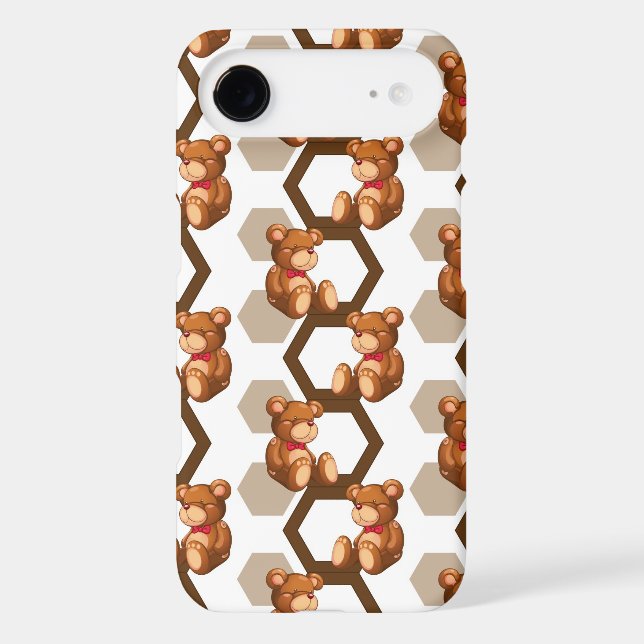 illustration of an array of teddy bear on white Case-Mate iPhone case (Back)