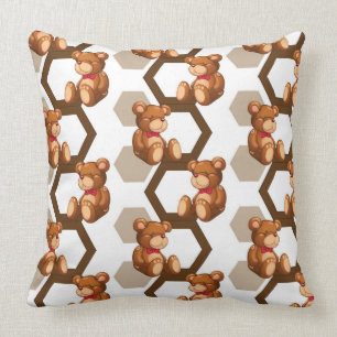 illustration of an array of teddy bear on white cushion