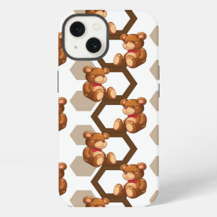 illustration of an array of teddy bear on white iPhone 13 case