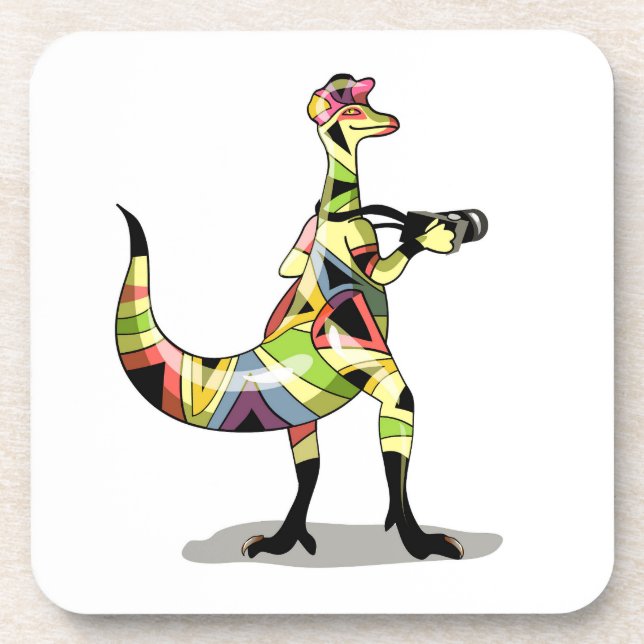 Illustration Of An Iguanodon Photographer. Coaster (Front)