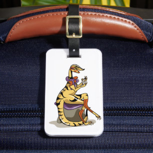 Illustration Of An Iguanodon Polishing Her Nails. Luggage Tag