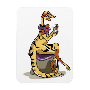 Illustration Of An Iguanodon Polishing Her Nails. Magnet