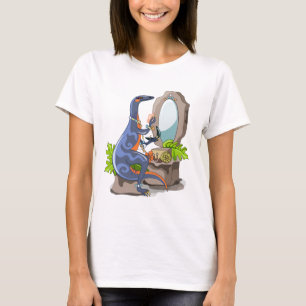 Illustration Of An Iguanodon Putting On Make-Up. T-Shirt