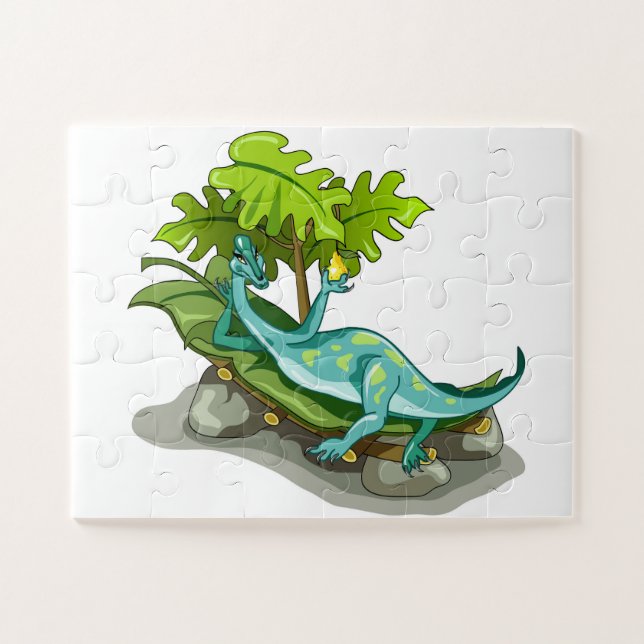 Illustration Of An Iguanodon Sunbathing. Jigsaw Puzzle (Horizontal)