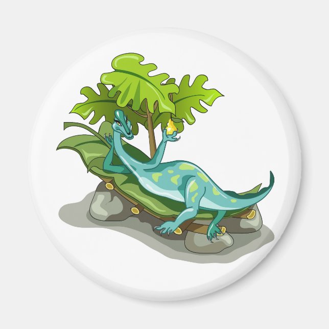 Illustration Of An Iguanodon Sunbathing. Magnet (Front)