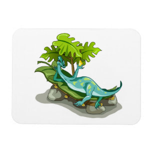 Illustration Of An Iguanodon Sunbathing. Magnet