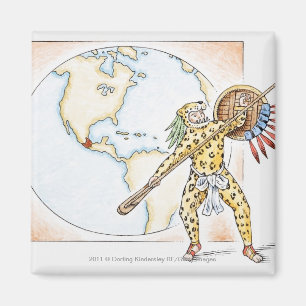 Illustration of Aztec Jaguar Warrior Magnet