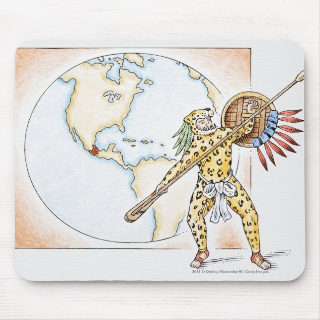 Illustration of Aztec Jaguar Warrior Mouse Pad (Front)
