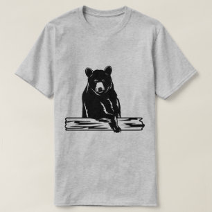 Illustration of Bear Resting on Log  T-Shirt