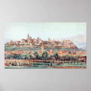 Illustration of Bergamo, Italy Poster