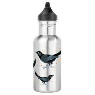 Illustration of Black Birds 532 Ml Water Bottle