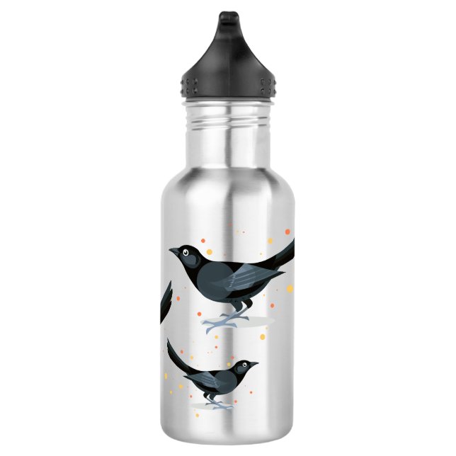 Illustration of Black Birds 532 Ml Water Bottle (Right)