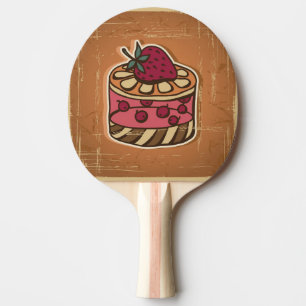 Illustration of cake in retro style ping pong paddle