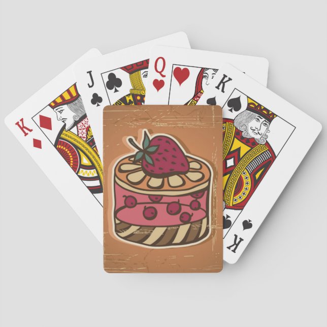 Illustration of cake in retro style playing cards (Back)