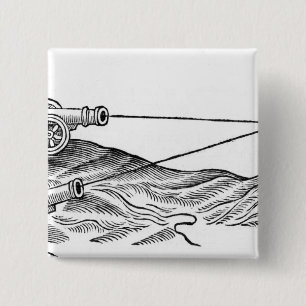 Illustration of Cannon Fire 15 Cm Square Badge
