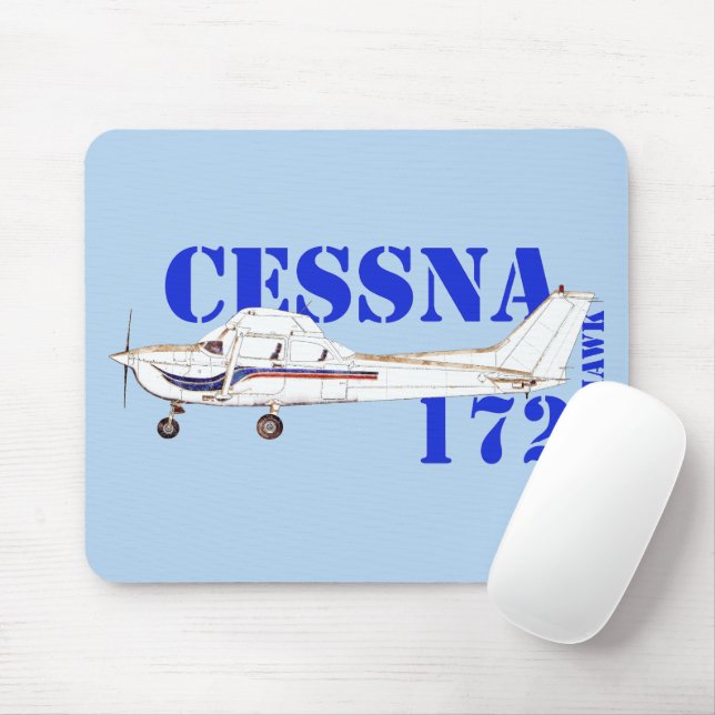 Illustration of Cessna 172 Skyhawk Aeroplane Desig Mouse Pad (With Mouse)
