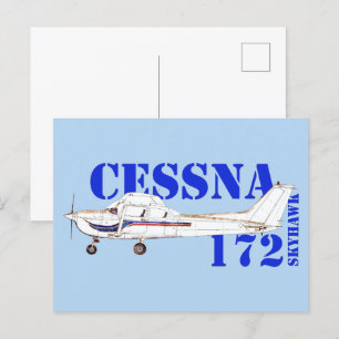 Illustration of Cessna 172 Skyhawk Aeroplane Desig Postcard