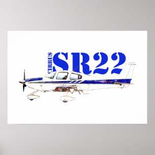 Illustration Of Cirrus SR22 Light Aircraft Design Poster