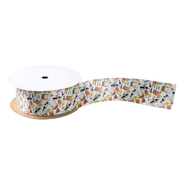 Illustration of cocktail nightlife satin ribbon (Spool)