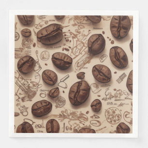 Illustration of Coffee Bean Pattern Napkin