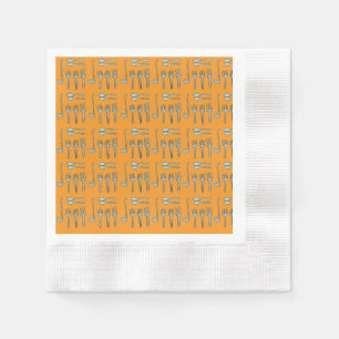 Illustration of cutlery in a croissant. napkin