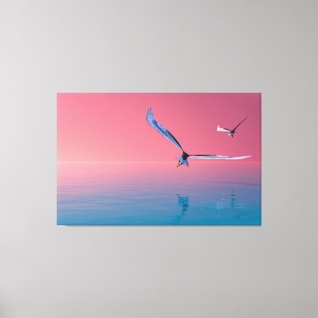 Illustration Of Eagles Flying In Colours Canvas Ar (Front)