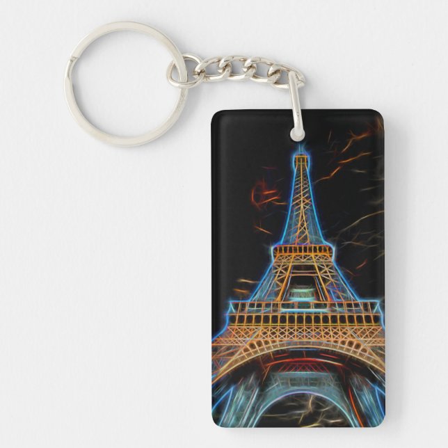 Illustration of Eiffel Tower - Paris, France Key Ring (Front)