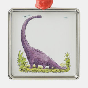 Illustration of Giraffatitan dinosaur Metal Tree Decoration