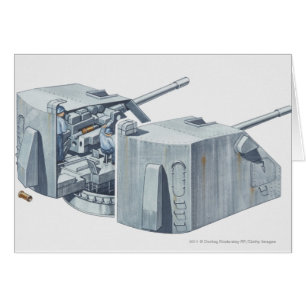 Illustration of gun turret on a WW2 battleship