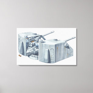 Illustration of gun turret on a WW2 battleship Canvas Print