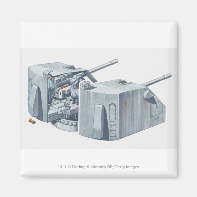 Illustration of gun turret on a WW2 battleship Magnet (Front)