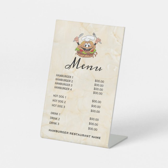 Illustration of Hamburger Pedestal Sign (Front)