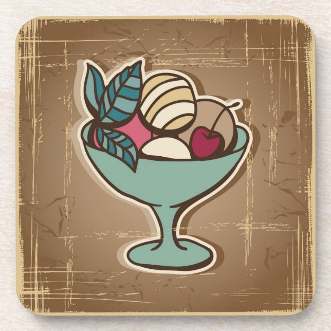Illustration of Ice Cream in retro style Coaster (Front)