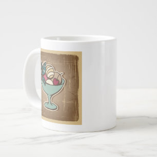 Illustration of Ice Cream in retro style Large Coffee Mug