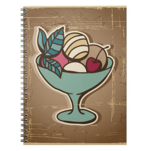 Illustration of Ice Cream in retro style Spiral Notebook