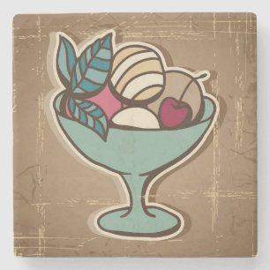 Illustration of Ice Cream in retro style Stone Coaster
