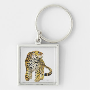 Illustration of Jaguar with head in profile Key Ring