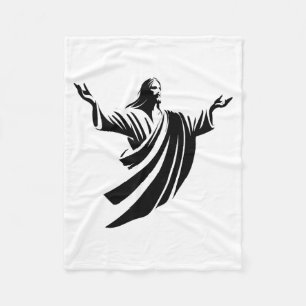 Illustration Of Jesus Christ Shadow With Open Arms Fleece Blanket