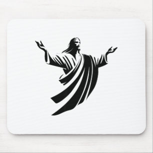 Illustration Of Jesus Christ Shadow With Open Arms Mouse Pad