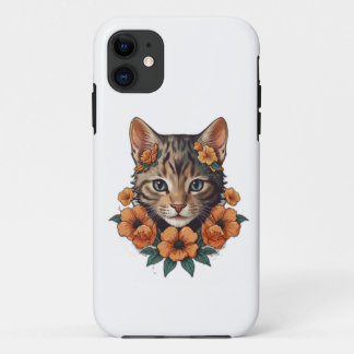  illustration of kitten head fantasy flowers Case-Mate iPhone case