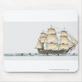 Illustration of late 18th century warship mouse pad