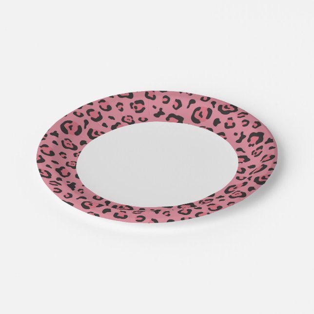 Illustration of Leopard Pink Animal Paper Plate (Angled)